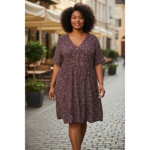 SHEIN Curve Red Black Leopard Cheetah Print Dress Size 3XL